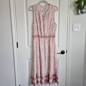 NWT C&C California Pink White Floral Sleeveless Maxi Dress Size XL